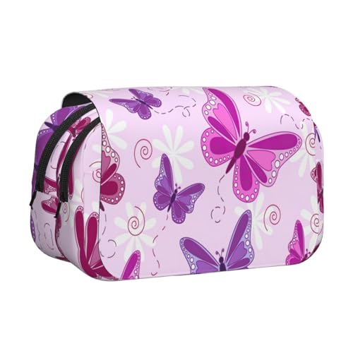 JBJGKHLP Vielseitiges Federmäppchen mit Schmetterlings-Aufdruck, großes Fassungsvermögen, Aufbewahrung, Make-up, Kulturbeutel, Reisen, Büro von JBJGKHLP