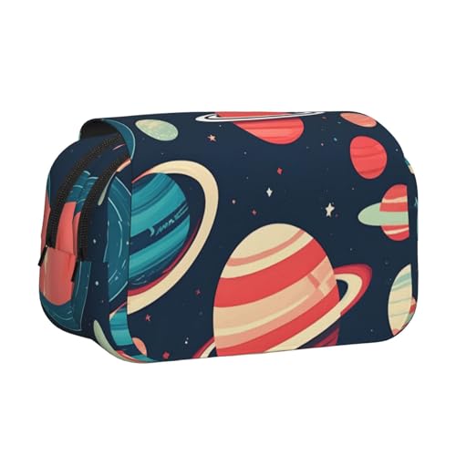 JBJGKHLP Vielseitiges Federmäppchen mit Weltraumplaneten-Druck, große Kapazität, Aufbewahrung, Make-up, Kulturbeutel, Reisen, Büro von JBJGKHLP