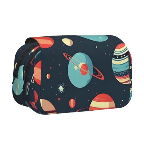 JBJGKHLP Vielseitiges Federmäppchen mit Weltraumplaneten-Druck, große Kapazität, Aufbewahrung, Make-up, Kulturbeutel, Reisen, Büro von JBJGKHLP