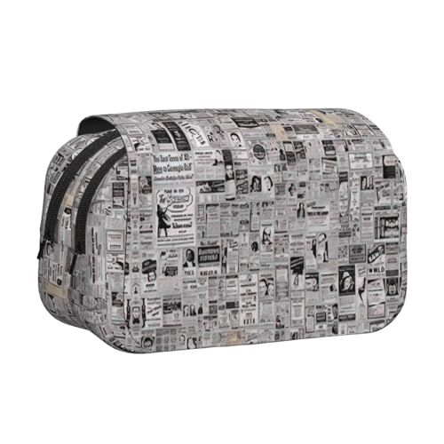 JBJGKHLP Vielseitiges Federmäppchen mit Zeitungsaufdruck, großes Fassungsvermögen, Aufbewahrung, Make-up, Kulturbeutel, Reisen, Büro von JBJGKHLP