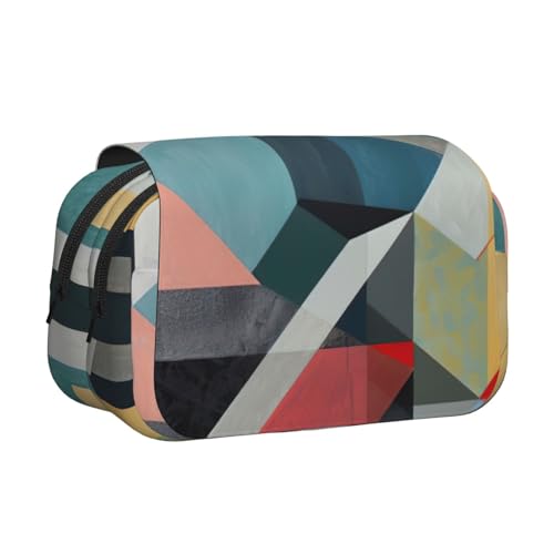 JBJGKHLP Vielseitiges Federmäppchen mit abstraktem geometrischem Druck, große Kapazität, Aufbewahrung, Make-up, Kulturbeutel, Reisen, Büro von JBJGKHLP