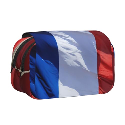 JBJGKHLP Vielseitiges Federmäppchen mit französischer Flagge, große Kapazität, Aufbewahrung, Make-up, Kulturbeutel, Reisen, Büro von JBJGKHLP