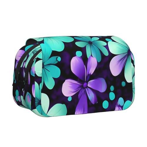 JBJGKHLP Vielseitiges Federmäppchen mit großem Fassungsvermögen, für Make-up, Kulturbeutel, Reisen, Büro, Violett und Blaugrün von JBJGKHLP