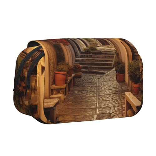 JBJGKHLP Vielseitiges Federmäppchen mit italienischem Altstraßen-Druck, großes Fassungsvermögen, Aufbewahrung, Make-up, Kulturbeutel, Reisen, Büro von JBJGKHLP