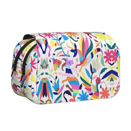 JBJGKHLP Vielseitiges Federmäppchen mit mexikanischem Otomi-Tierdruck, großes Fassungsvermögen, Aufbewahrung, Make-up, Kulturbeutel, Reisen, Büro von JBJGKHLP
