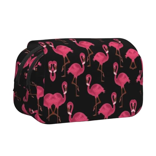 JBJGKHLP Vielseitiges Federmäppchen mit niedlichem Flamingo-Muster, große Kapazität, Aufbewahrung, Make-up, Kulturbeutel, Reisen, Büro von JBJGKHLP