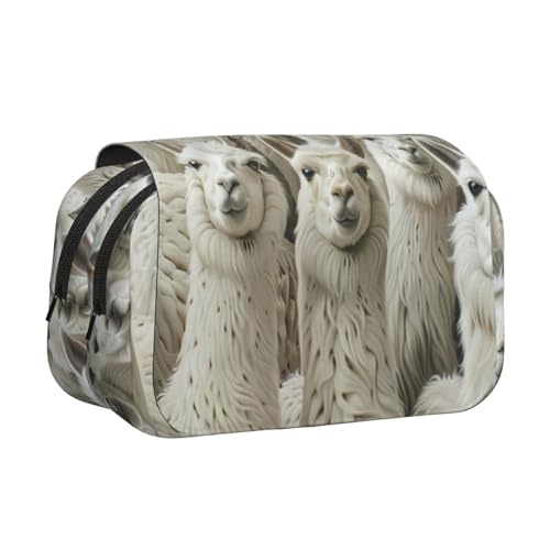 JBJGKHLP Vielseitiges Federmäppchen mit niedlichem Lama-Druck, große Kapazität, Aufbewahrung, Make-up, Kulturbeutel, Reisen, Büro von JBJGKHLP
