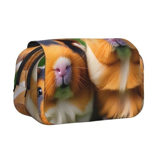 JBJGKHLP Vielseitiges Federmäppchen mit niedlichem Meerschweinchen-Aufdruck, großes Fassungsvermögen, Make-up, Kulturbeutel, Reisen, Büro von JBJGKHLP