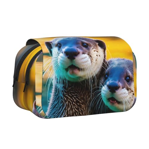 JBJGKHLP Vielseitiges Federmäppchen mit niedlichem Otter-Motiv, großes Fassungsvermögen, Aufbewahrung, Make-up, Kulturbeutel, Reisen, Büro von JBJGKHLP