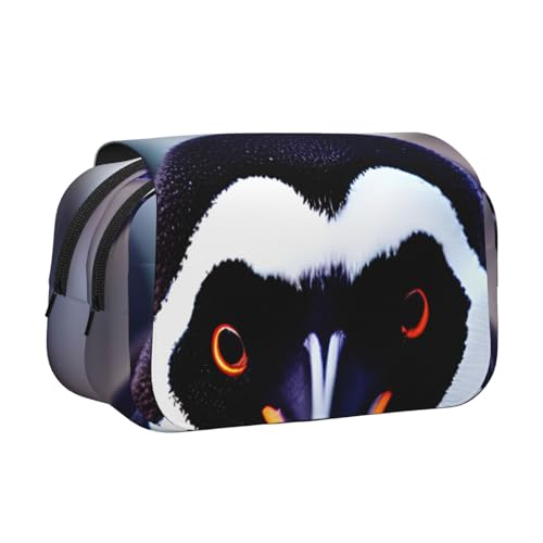 JBJGKHLP Vielseitiges Federmäppchen mit niedlichem Pinguinkopf, großes Fassungsvermögen, Aufbewahrung, Make-up, Kulturbeutel, Reisen, Büro von JBJGKHLP