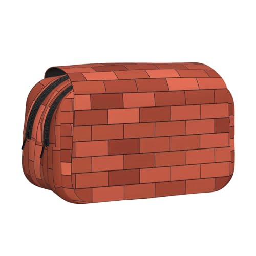 JBJGKHLP Vielseitiges Federmäppchen mit roter Ziegelwandstruktur, großes Fassungsvermögen, Make-up, Kulturbeutel, Reisen, Büro von JBJGKHLP