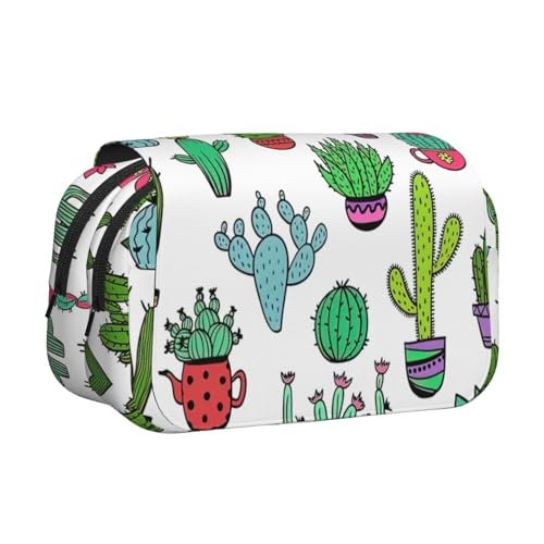 JBJGKHLP Vielseitiges Federmäppchen mit schönem Sukkulenten-Druck, großes Fassungsvermögen, Make-up, Kulturbeutel, Reisen, Büro von JBJGKHLP