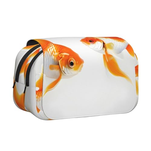 JBJGKHLP Vielseitiges Federmäppchen mit süßem Goldfisch-Druck, große Kapazität, Aufbewahrung, Make-up, Kulturbeutel, Reisen, Büro von JBJGKHLP
