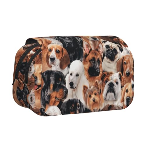 JBJGKHLP Vielseitiges Federmäppchen mit vielen Hunden, große Kapazität, Aufbewahrung, Make-up, Kulturbeutel, Reisen, Büro von JBJGKHLP