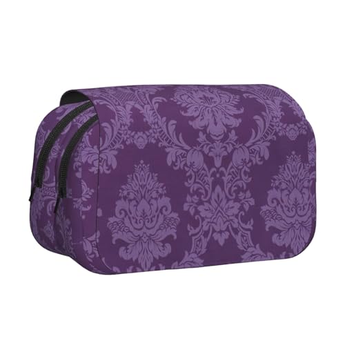 JBJGKHLP Vielseitiges Federmäppchen mit violettem Aufdruck, große Kapazität, Aufbewahrung, Make-up, Kulturbeutel, Reisen, Büro von JBJGKHLP