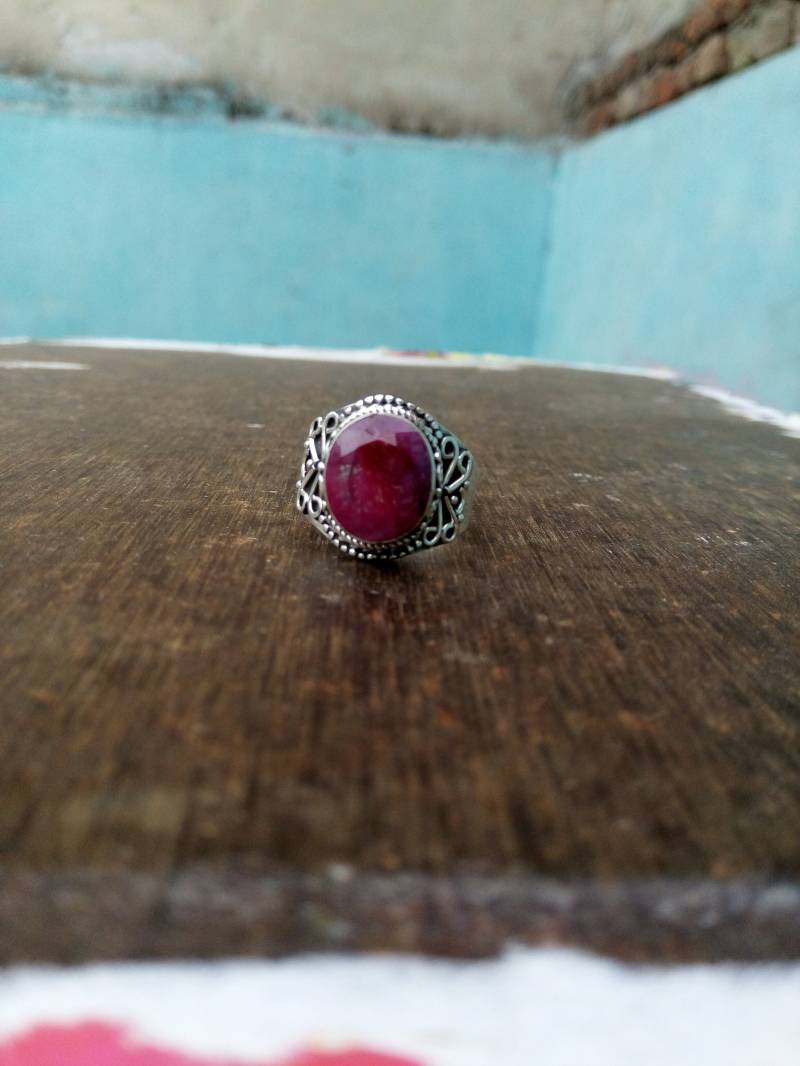 925 Sterling Silber Steinring/Rubin Stein Ring/Handmade Silberring/Statement Ring Größe Us 4-10 von JBJewllers