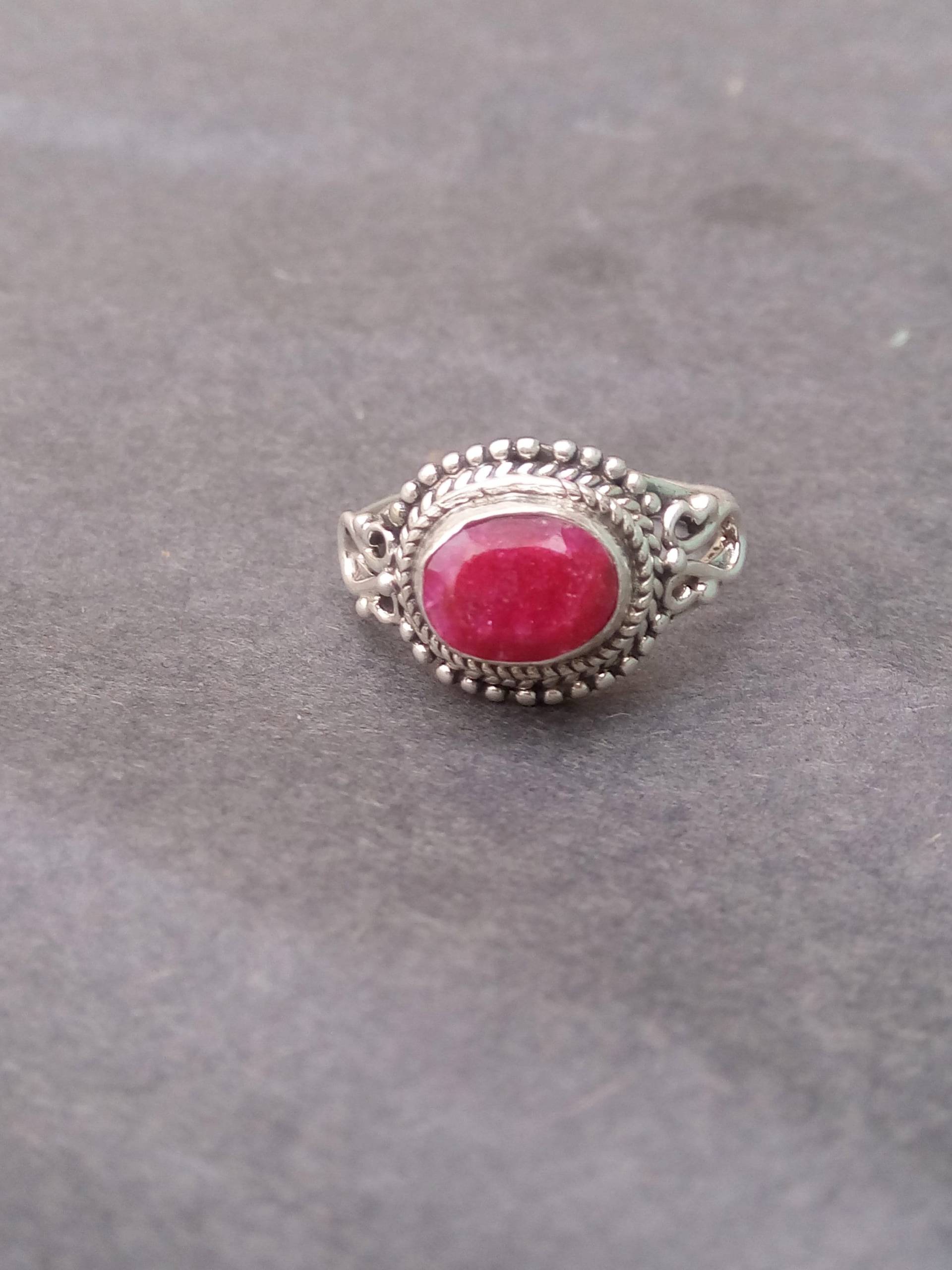 925 Sterling Silber Steinring/Rubin Stein Ring/Handmade Silberring/Statement Ring Größe Us 4-10 von JBJewllers