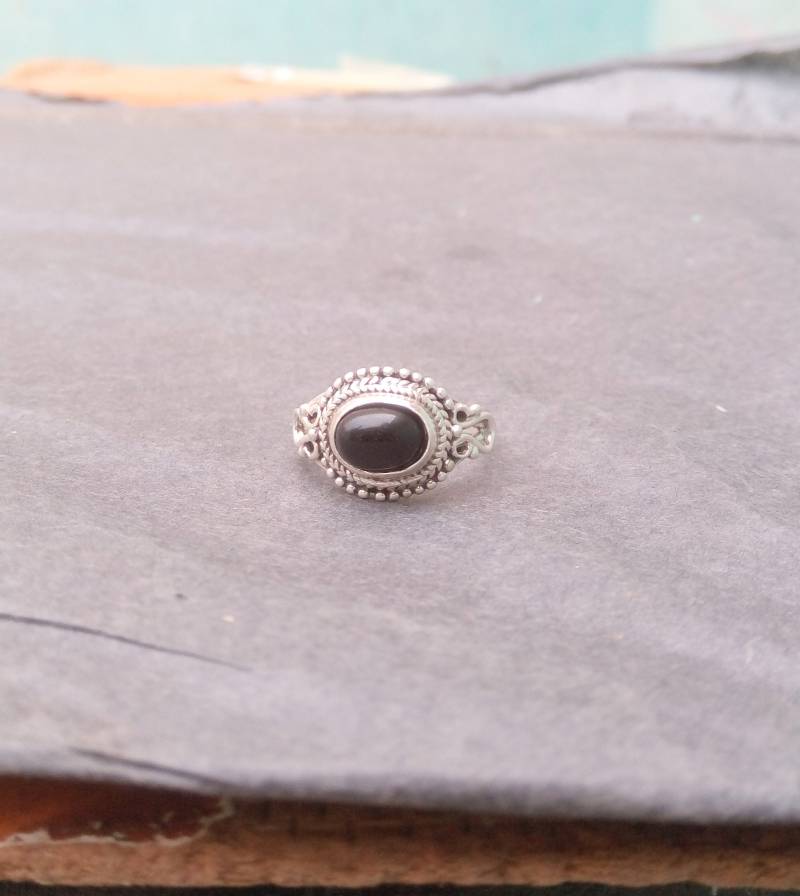 Schwarzer Onyx Steinring/Sterling Silber Ring 925 Silberring Boho Geburtsstein Silberring/Statement Ring/Ring Größe Us 4-10 von JBJewllers