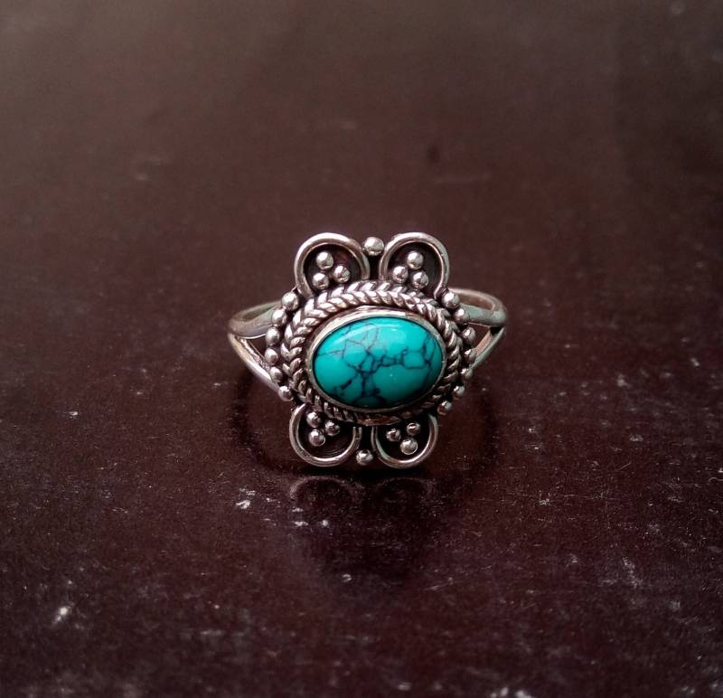 Türkis Stein Ring/ Sterling Silber 925 Boho Geburtsstein Ring/Statement Ring/Ring Größe Us 4-10 von JBJewllers