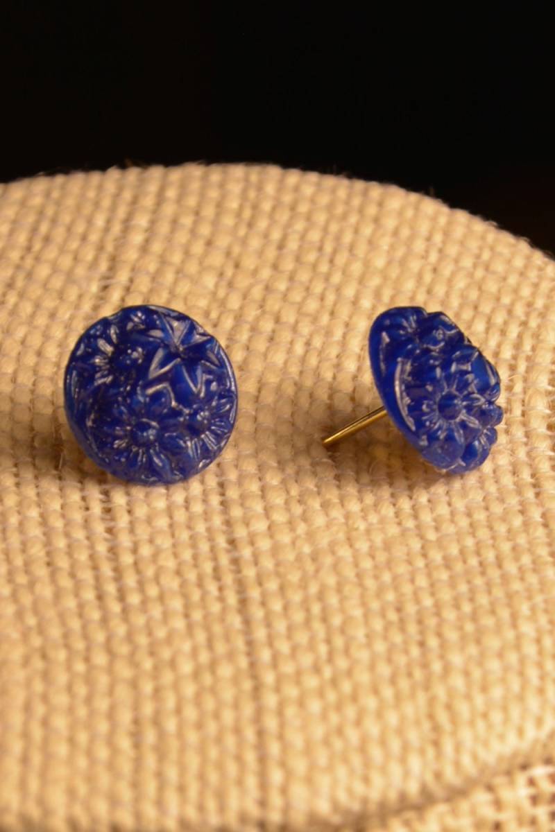 Ohrringe - Blumen Deko Glas - Blau, Weiß Und Rot Ohrringe Mit Vintage Elementen Von Jbkreative von JBKreative