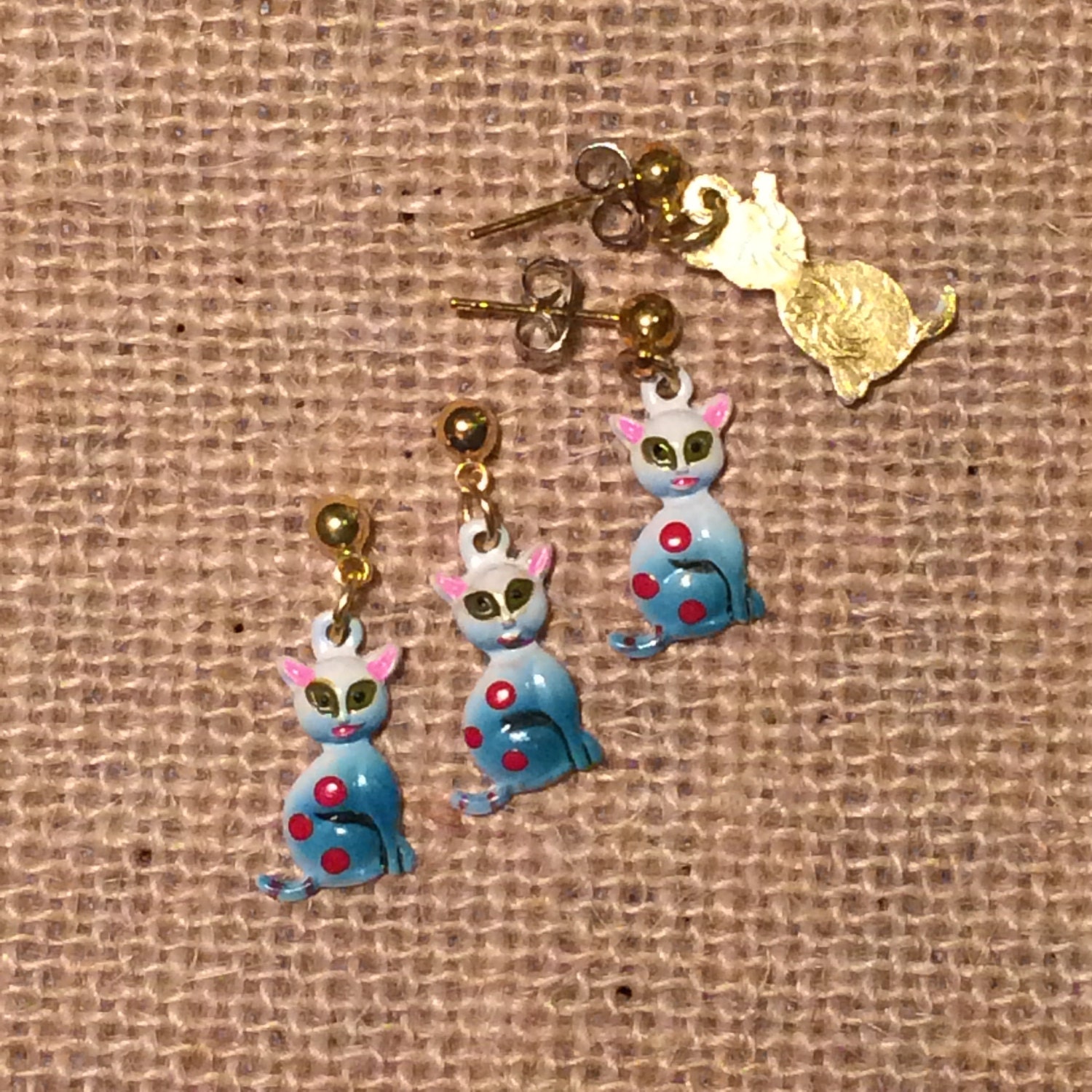 Ohrringe - Strange Cats Drops Mit Vintage Elements By Jbkreative von JBKreative