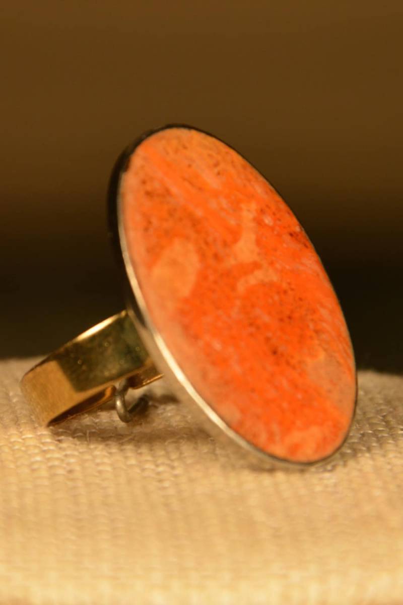 Ring - Orange Stein Handgemachter Mit Vintage Elementen Für Männer Und Frauen Von Jbkreative von JBKreative