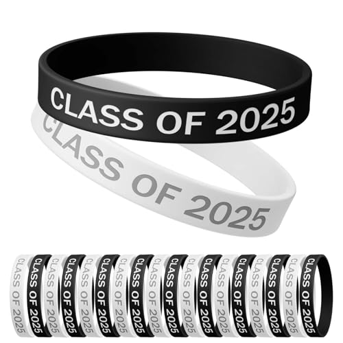 JBOS Personalisierte Silikon-Armbänder der Klasse 2025, personalisierbar, 600 Stück, personalisierbar, Schulname, Glückwunschabschluss, Partygeschenke, Seniorengeschenke, Teamgeist – Schwarz und Weiß JBOS Personalisierte Silikon-Armbänder der Klasse 2025, personalisierbar, 600 Stück, personalisierbar, Schulname, Glückwunschabschluss, Partygeschenke, Seniorengeschenke, Teamgeist – Schwarz und Weiß von JBOS