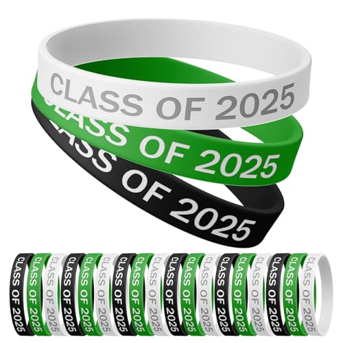 JBOS Personalisierte Silikon-Armbänder der Klasse 2025, personalisierbar, 800 Stück, personalisierbar, Schulname, Glückwunschabschluss, Partygeschenke, Seniorengeschenke, Teamgeist – Grün, Schwarz und JBOS Personalisierte Silikon-Armbänder der Klasse 2025, personalisierbar, 800 Stück, personalisierbar, Schulname, Glückwunschabschluss, Partygeschenke, Seniorengeschenke, Teamgeist – Grün, Schwarz und von JBOS