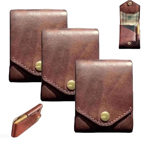 JBPPIOOUA Handgefertigte Vintage-Ledergeldbörse, multifunktionale Herren-Geldbörse mit integriertem Stiftfach, für Flache Geldscheine und Bargeld (braun) von JBPPIOOUA