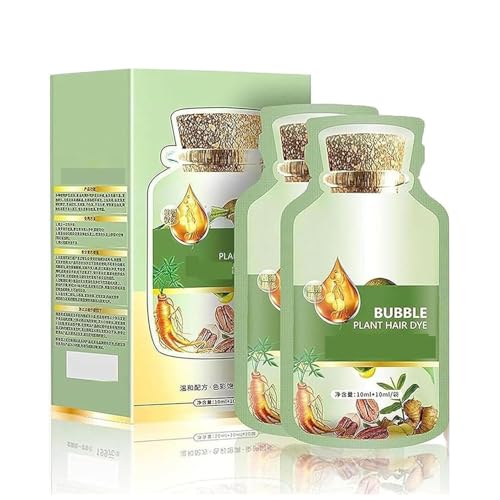 Natürliches Pflanzenhaarfärbeshampoo, Neue botanische Seifenblasen-Haarfarbe, Reiner Pflanzenextrakt, Für Frauen und Männer, 30 ml, 10 Packungen/Box von JBPPIOOUA