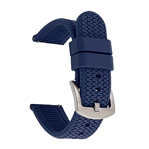 JBR Sport-Silikon-Uhrenarmband, Schnellverschluss, Reifenprofil, Gummi, Ersatzarmband, 20 mm, 22 mm, 24 mm, für Damen und Herren (blau, 20 mm) von JBR