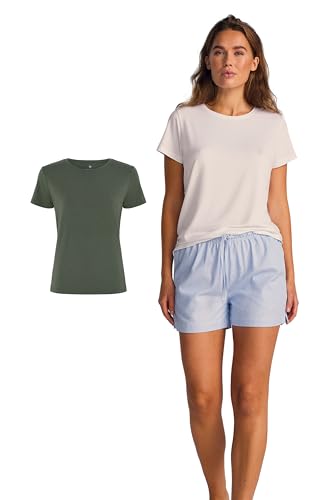 JBS of Denmark Basic Tshirt Damen Grün (M) | T-Shirts Für Damen | Rundhals Tshirt | FSC Zerifiziertes Basic Shirt | T Shirt aus Bambus und Bio Baumwolle | Einfarbige T-Shirts von JBS of Denmark