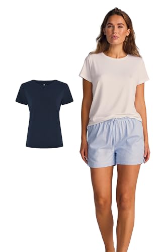 JBS of Denmark Basic Tshirt Damen Navy (XL) | T-Shirts Für Damen | Rundhals Tshirt | FSC Zerifiziertes Basic Shirt | T Shirt aus Bambus und Bio Baumwolle | Einfarbige T-Shirts von JBS of Denmark