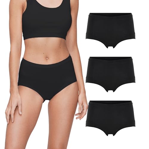 JBS of Denmark Maxi Damen Unterhosen Schwarz M | Unterhosen Dame Hohe Taille | Bambus Unterwäsche Women mit Bequemer Passform | High Waist Unterhosen Für Frauen von JBS of Denmark