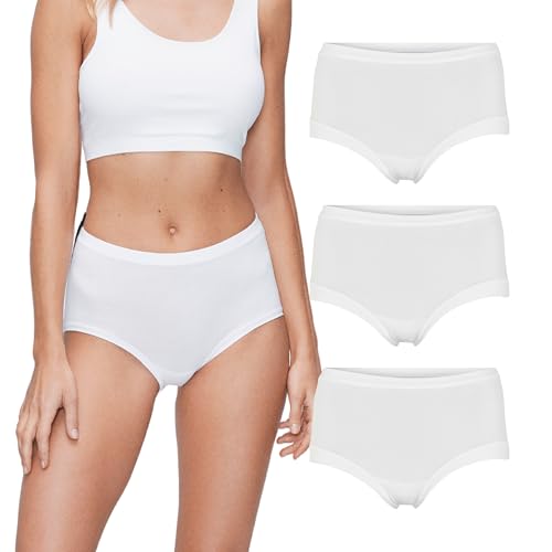 JBS of Denmark Hohe Taille Damen Bambus Unterhosen Weiß XL | Slips | Bambus Unterwäsche Damen mit Bequemer Passform | Maxi Waist von JBS of Denmark