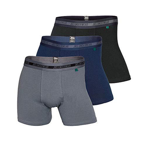 JBS Boxershorts Herren (3er Pack) Ultra Soft Touch und hohe Atmungsaktivität durch Bambus-Baumwoll Gewebe (Ohne Kratzenden Zettel) Schnelltrocknend , 1x Schwarz + 1x Grau + 1x Navy , XL von jbs