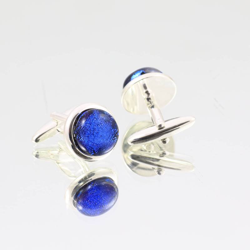 Geschmolzenes Glas Manschettenknöpfe - Pulsierende Blaue Dichroic Schmuck. Jbt547 von JBTGlass