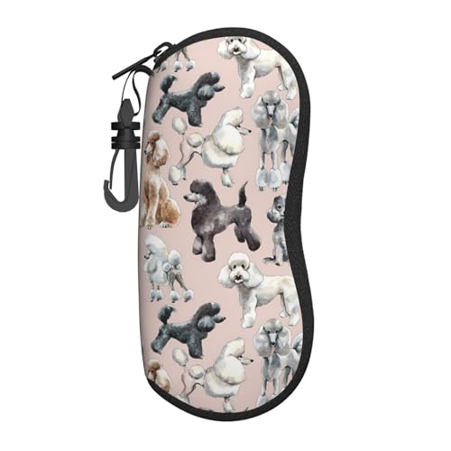 JBYJBX Brillenetui mit Pudel-Motiv, leicht, Reise-Brillenabdeckung, Brillenrahmen mit Reißverschluss, Schwarz, Einheitsgröße von JBYJBX