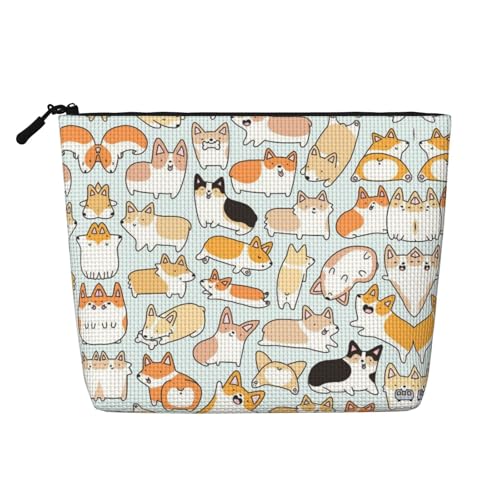 JBYJBX Corgi Muster Drucken Make-up Taschen Wasserdicht Reise Kosmetiktasche Reißverschluss Tasche für Frauen Kosmetiktasche, Schwarz, One Size, sc schwarz, One Size von JBYJBX