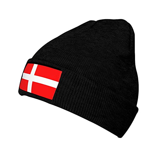 JBYJBX Dänemark Dänische Flagge Druck Unisex Strickmütze Tägliche Mütze Geburtstag Thema Elasti Beanie Cap Outdoor Freizeit, Schwarz, Einheitsgröße von JBYJBX