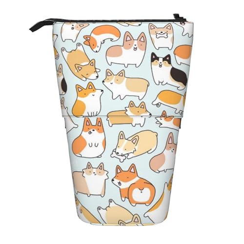 JBYJBX Federmäppchen mit Hunde-Aufdruck, Mehrzweck-Teleskop-Federmäppchen, Organizer, Schreibwaren-Aufbewahrungstasche, Schwarz, Einheitsgröße, Schwarz , Einheitsgröße von JBYJBX