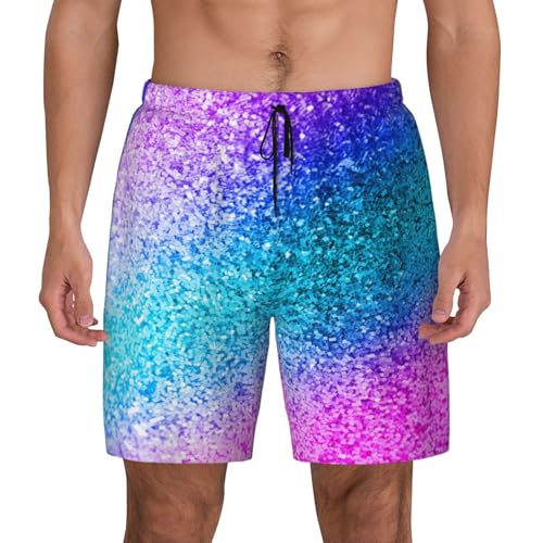 JBYJBX Herren Bwim Trunks Strandshorts mit Glitzer-Pailletten, mit Kompressionsfutter, Anti-Scheuern, schnell trocknend, Schwarz, L von JBYJBX