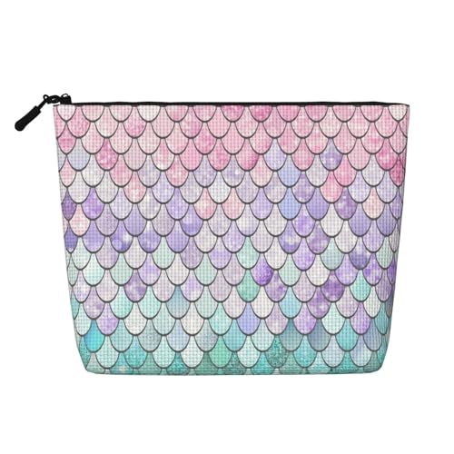 JBYJBX Meerjungfrau Rot Violett Druck Make-up Taschen Wasserdicht Reise Kosmetiktasche Tasche Reißverschluss Für Frauen Kosmetiktasche von JBYJBX