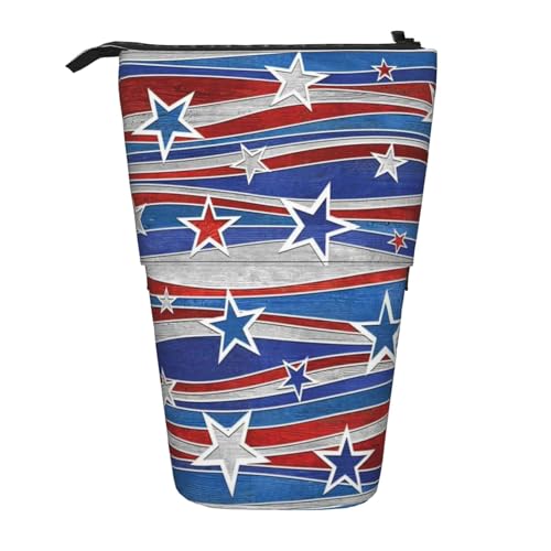 JBYJBX Patriotic Stars Stripes Unabhängigkeitstag Druck Federmäppchen Mehrzweck-Teleskop-Federmäppchen Organizer Schreibwaren Aufbewahrungstasche, Patriotic Stars Strips Independence Day, One Size von JBYJBX