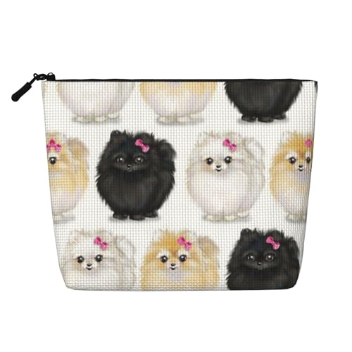 JBYJBX Pomeranians Muster Drucken Make-up Taschen Wasserdicht Reise Kosmetiktasche Reißverschluss Tasche für Frauen Kosmetiktasche Schwarz, One Size, sc schwarz, One Size von JBYJBX