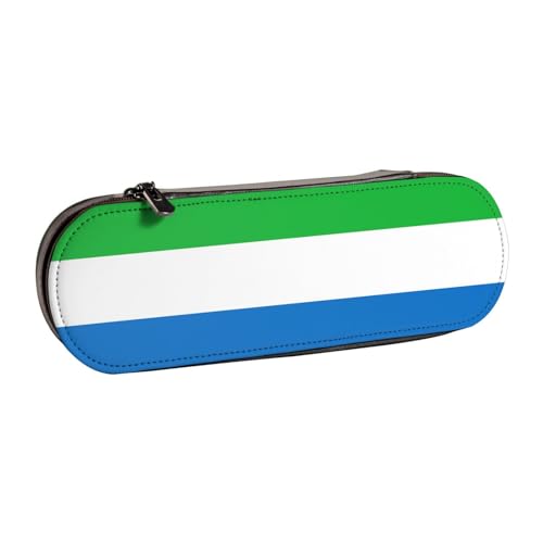 JBYJBX Sierra Leone Federmäppchen mit Flaggen-Druck, vielseitiges Leder-Federmäppchen – kompaktes Lederetui für Damen und Herren, Schwarz , Einheitsgröße von JBYJBX