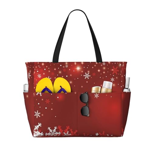 JBYJBX Strandtasche mit Weihnachtsdruck, großes Fassungsvermögen, wasserdicht, sanddicht und leicht JBYJBX Strandtasche mit Weihnachtsdruck, großes Fassungsvermögen, wasserdicht, sanddicht und leicht von JBYJBX