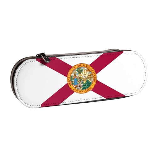 JBYJBX Vielseitiges Federmäppchen aus Leder mit Florida-Motiv – kompaktes Lederetui für Damen und Herren von JBYJBX