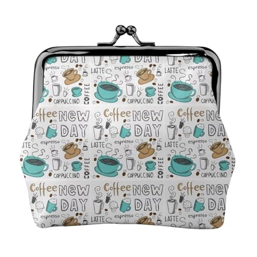 Jbyjbx Delicious Coffee Print Kompakte Münzgeldbörse Niedliche kleine Geldbörse mit Reißverschluss und Kussschloss für den täglichen Gebrauch und Geschenke von JBYJBX