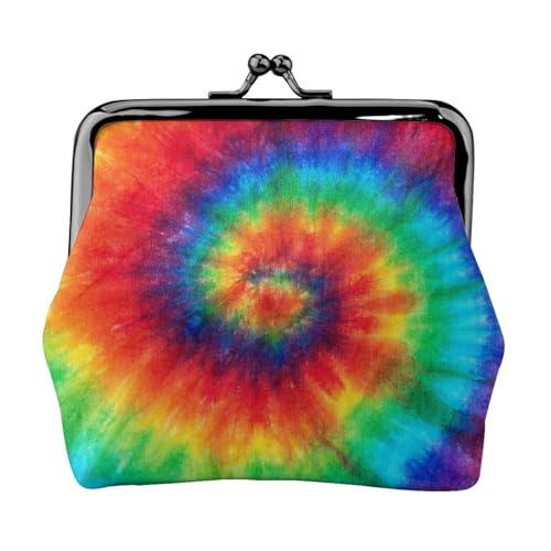 Jbyjbx Kompakte Münzbörse mit Batikfärbung, Regenbogen-Druck, niedlich, klein, mit Reißverschluss, mit Kussverschluss, für den täglichen Gebrauch und als Geschenk von JBYJBX